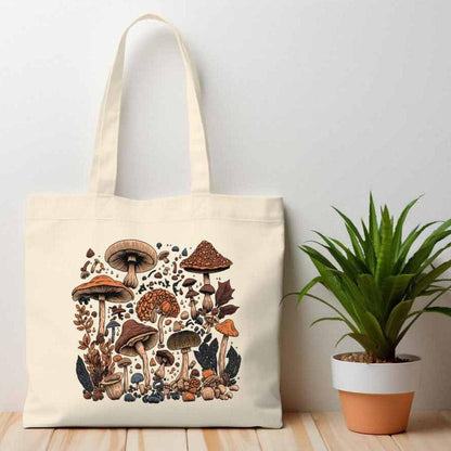 Cottagecore Mushroom Collage Tote Bag