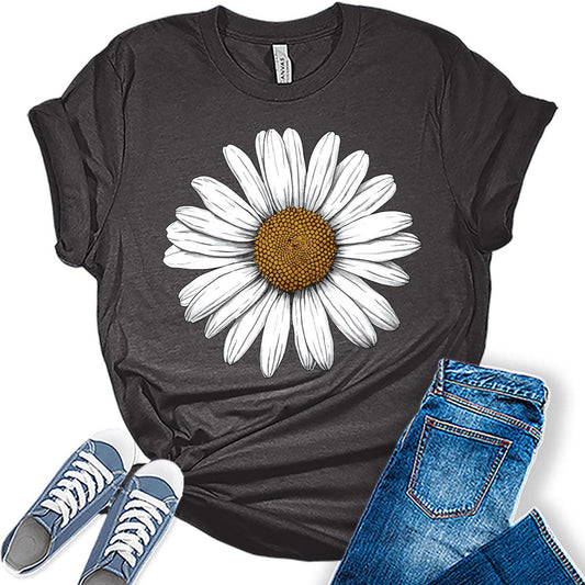 Daisy Shirt Boho Vintage Summer Tops Cottagecore Plus Size Graphic Tees for Women