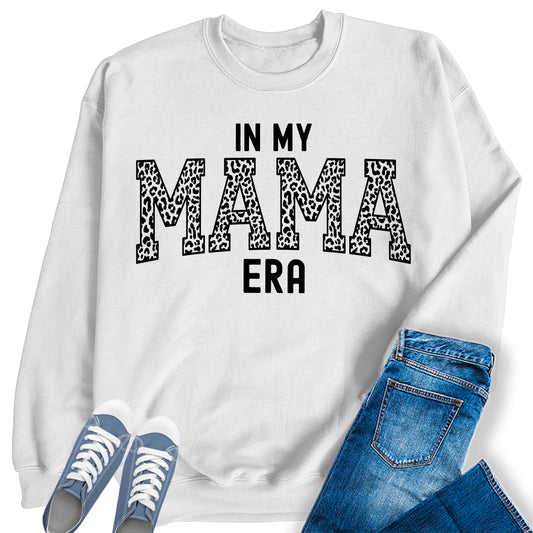 In My Mama Era Sweatshirt Womens Crewneck Long Sleeve Graphic Print Mom Sweater