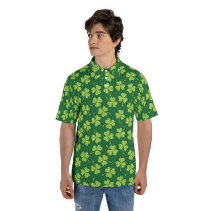 St. Patrick's Day Clover Polo Shirts for Men, Golf Shirts for Men and Men's Polo Moisture Wicking Shirts Short Sleeve