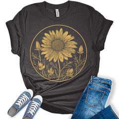 Sunflower Shirt Vintage Fall Graphic Tees for Women