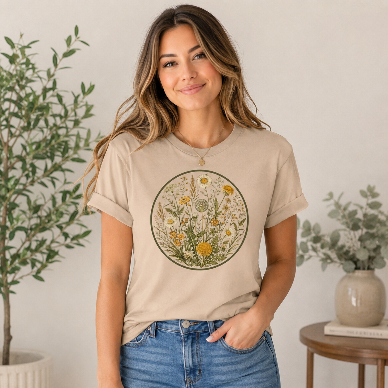 Women's Floral Shirts Trendy Wildflower Vintage Graphic Tees Short Sleeve T Shirts Bella Summer Tops