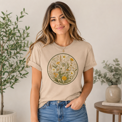 Women's Floral Shirts Trendy Wildflower Vintage Graphic Tees Short Sleeve T Shirts Bella Summer Tops