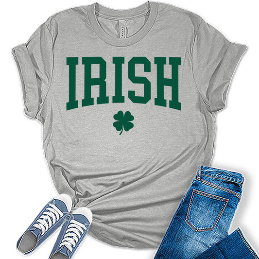 Irish Shamrock T Shirt St Patricks Day Shirt Womens Letter Print Graphic Tees