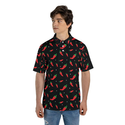 Mens Cinco De Mayo  Chili Peppers Golf Shirt Moisture Wicking Short Sleeve Polo Shirts for Men