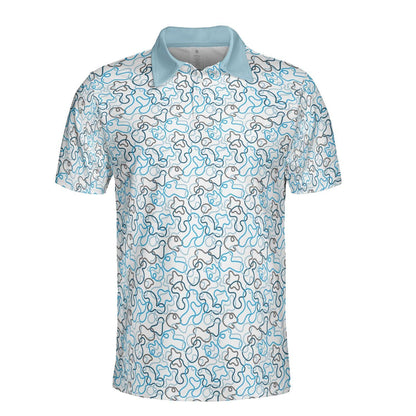 Mens Golf Polo Shirts Blue Retro Short Sleeve Dry Fit Performance Moisture Wicking Casual Golf Shirts for Men
