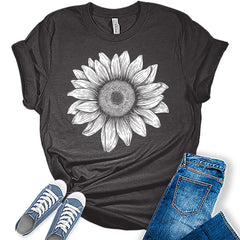 Sunflower Shirt Graphic Tee for Women Cute Cottagecore Boho Tops for Teen Girls