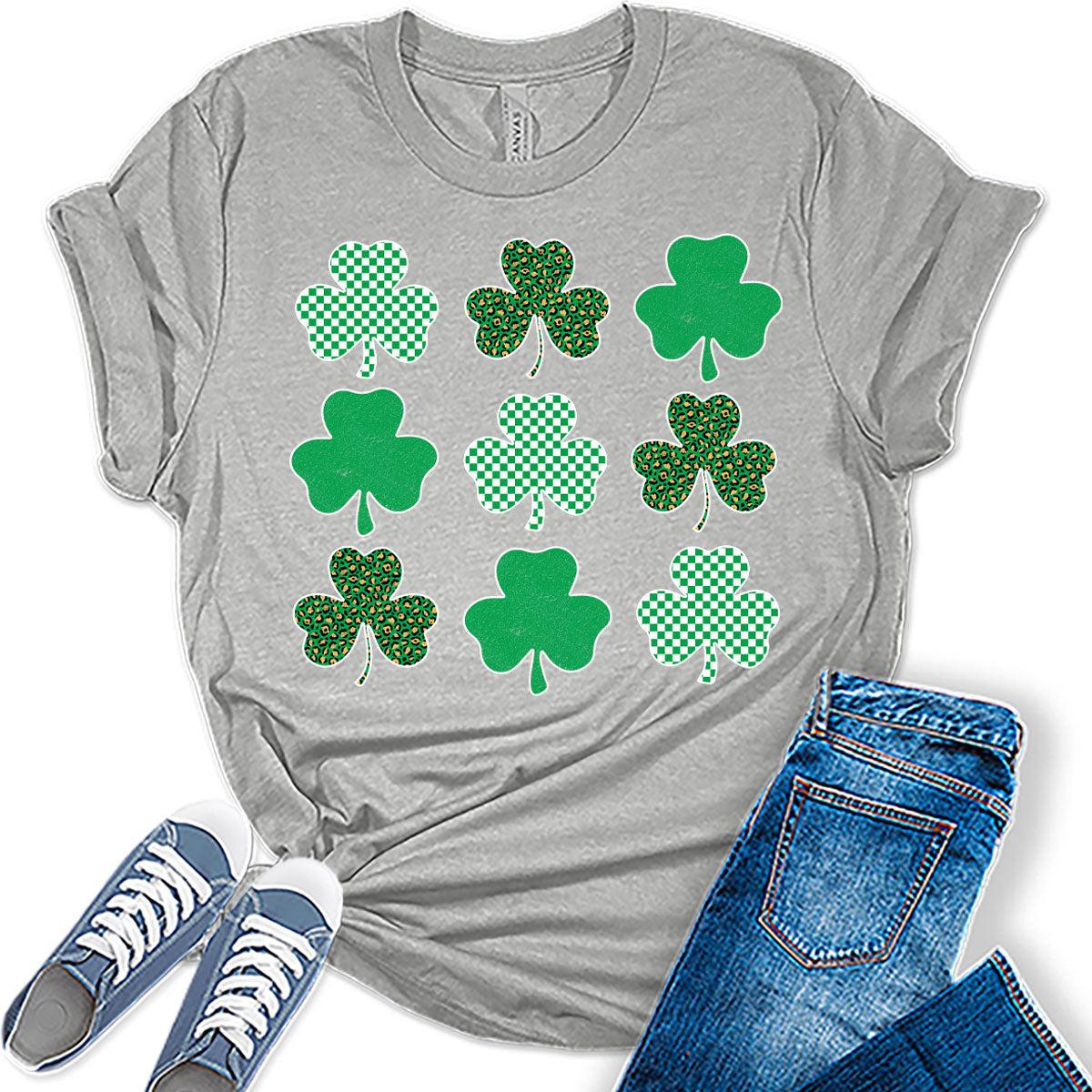 Clover T Shirt St Patricks Day Shirt Womens Shamrock Graphic Tees