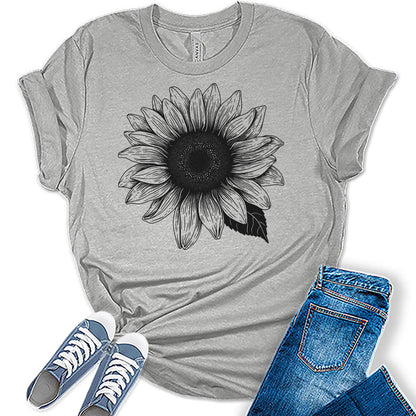 Sunflower Shirts Women's Graphic Tees Cute Vintage Teen Girl Tops