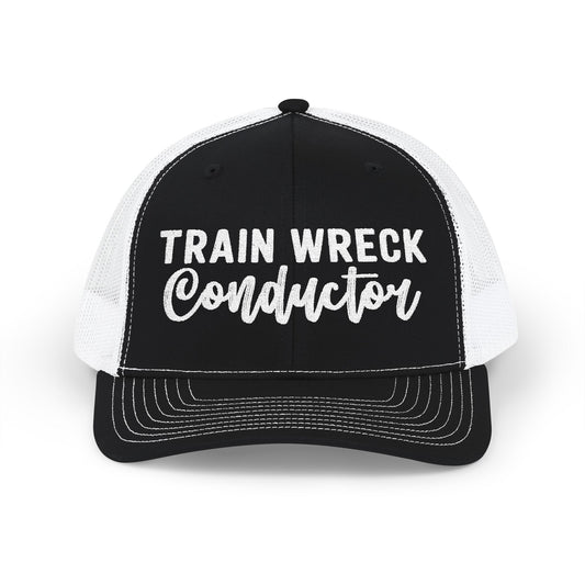Trucker Hat For Women Trendy Embroidered Cute Train Wreck Conductor Snapback Baseball Cap