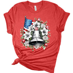 Womens 4th of July shirts American Flag Patriotic Tshirts Liberty Bell Casual Graphic Tops