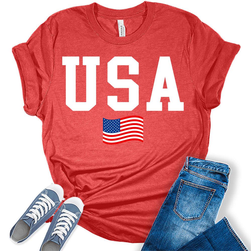 Women's 4th of July shirts American Flag Patriotic Tshirts