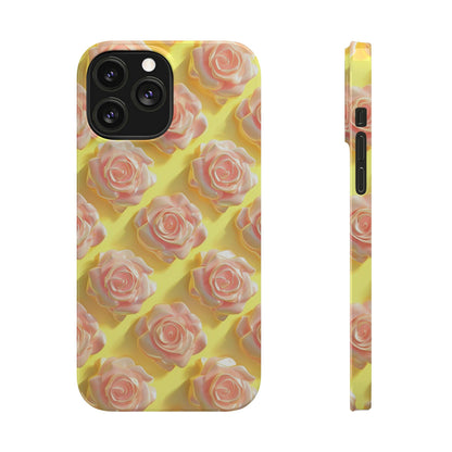 Pink  Roses Yellow Background 3D Style Print iPhone Case