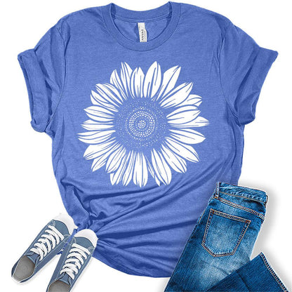 Women's Graphic Sunflower T Shirt Vintage Summer Bella Top Casual Plus Size Tee