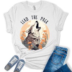 Womens Lead The Pack Wolf Floral Tops For Women