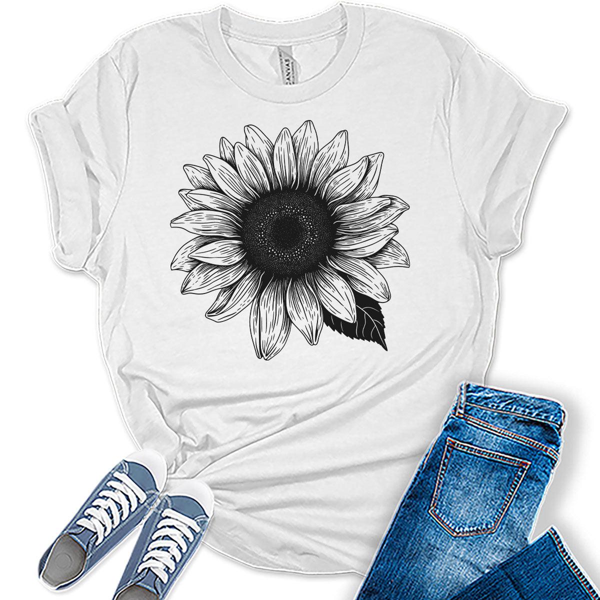 Sunflower Shirts Women's Graphic Tees Cute Vintage Teen Girl Tops