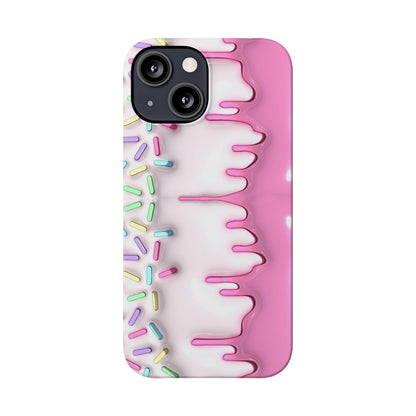 Pink Frosted iPhone 15 Case Cake With Sprinkles Background 3D Style Print Ultra-Slim Phone Case