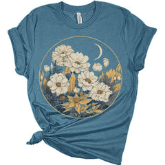 Womens Floral Shirts Wildflower Graphic Tees Spring Short Sleeve Cottagecore T Shirts Plus Size Summer Tops