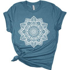 Womens Mandala Shirts Casual Cute Graphic Tees Short Sleeve Summer Classic-Fit Summer Tops