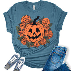 Womens Vintage Halloween Jack-O-Lantern Pumpkin T-Shirt