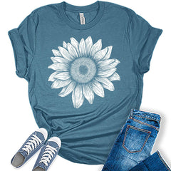 Sunflower Shirt Graphic Tee for Women Cute Cottagecore Boho Tops for Teen Girls