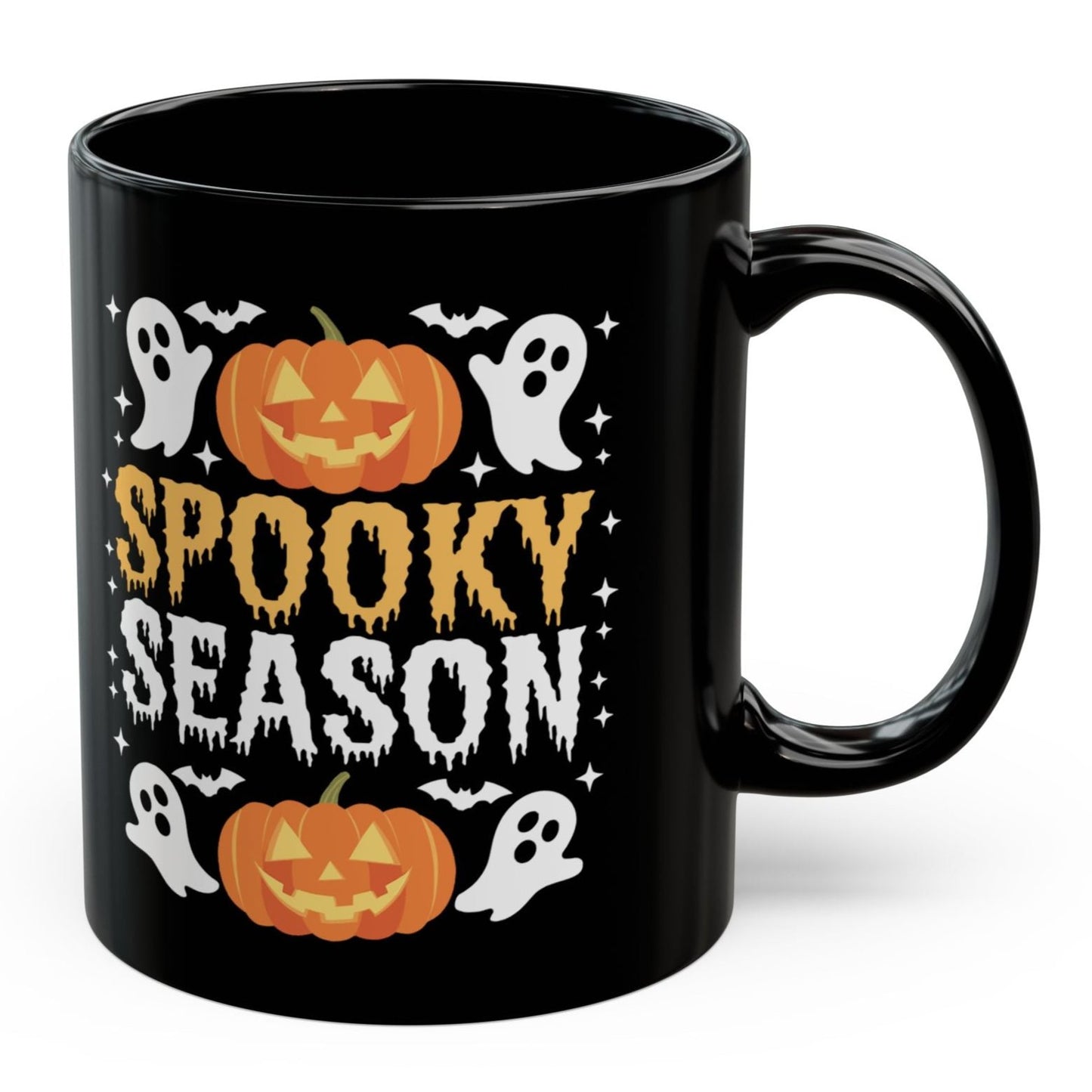 Spooky Season Halloween Pumpkin Ghosts 11oz Black Gift Mug