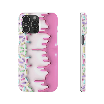 Pink Frosted iPhone 15 Case Cake With Sprinkles Background 3D Style Print Ultra-Slim Phone Case