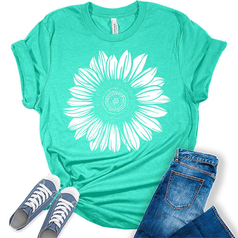 Women's Graphic Sunflower T Shirt Vintage Summer Bella Top Casual Plus Size Tee