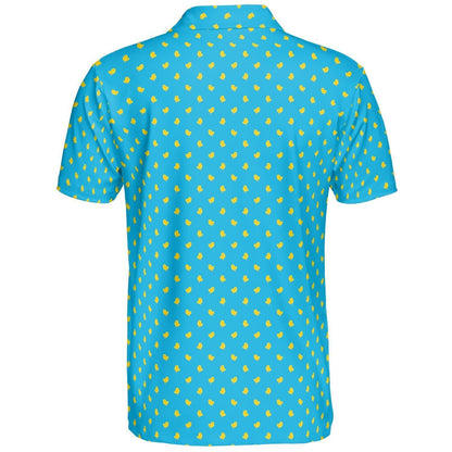 Easter Polo Shirts for Men Cute Yellow Chick Spring Pattern Moisture Wicking Short Sleeve Golf Top