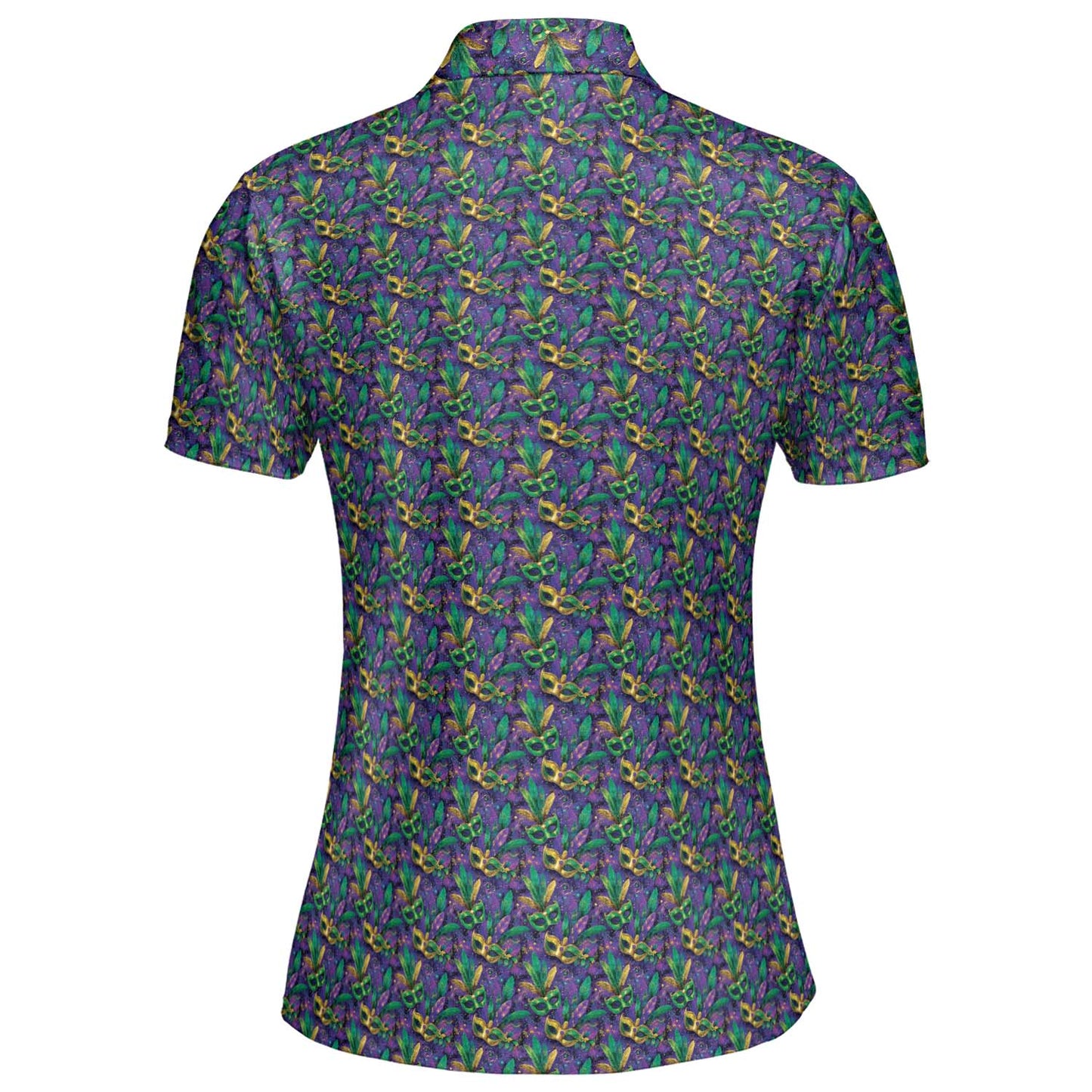 Mardi Gras Polo Shirt for Women The Masquerade Moisture Wicking Short Sleeve Golf Top