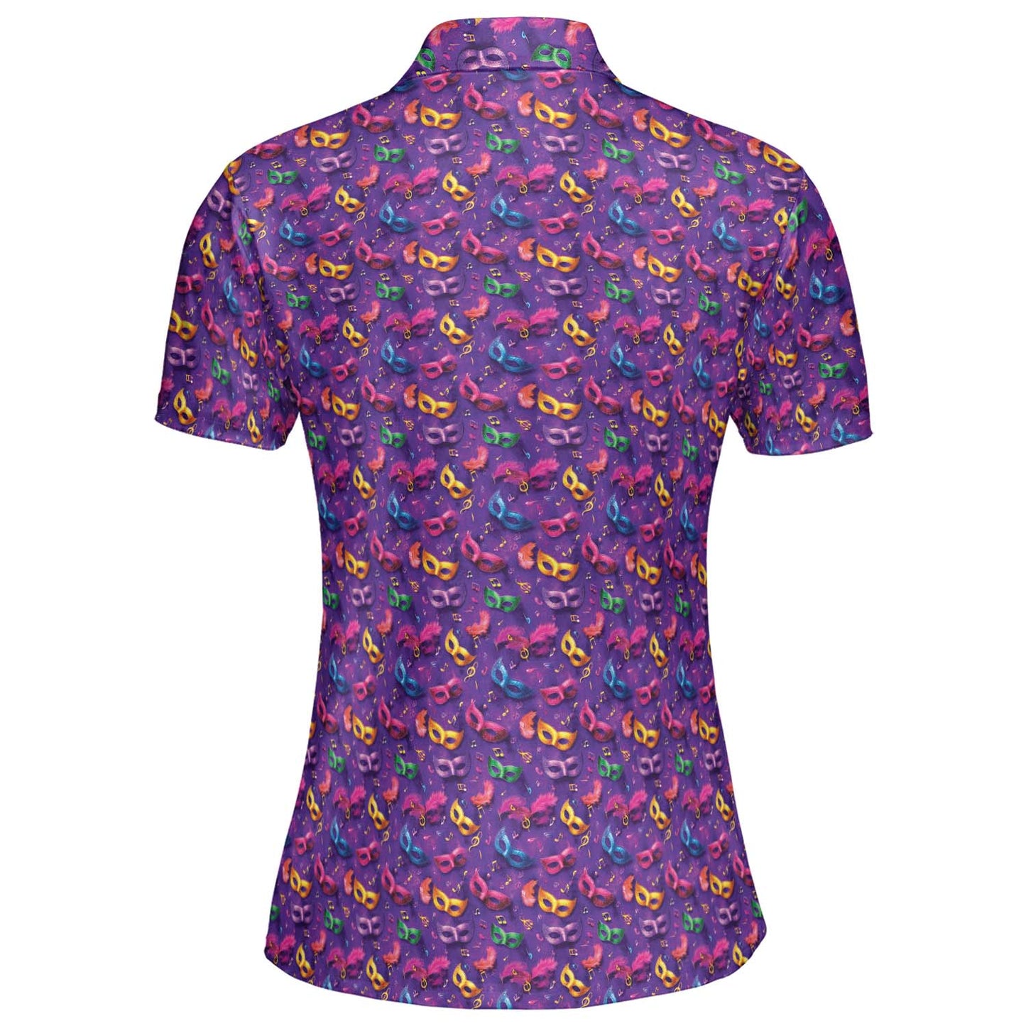 Mardi Gras Polo Shirt for Women Bourbon Street Moisture Wicking Short Sleeve Golf Top