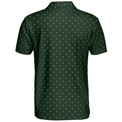 St Patricks Day Polo Shirts for Men Dark Emerald Shamrock Moisture Wicking Short Sleeve Golf Top