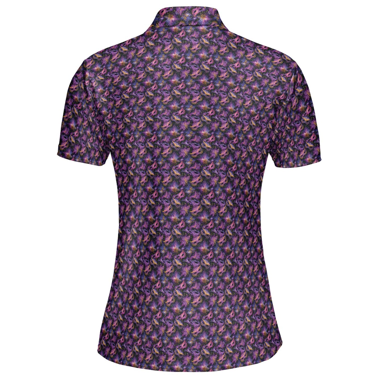 Mardi Gras Polo Shirts for Women Carnival Queen Moisture Wicking Short Sleeve Golf Top