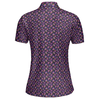 Mardi Gras Polo Shirts for Women Carnival Queen Moisture Wicking Short Sleeve Golf Top
