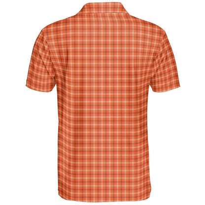 Orange Plaid Polo Shirt for Men Fall Checkered Autumn Halloween Moisture Wicking Short Sleeve Golf Top