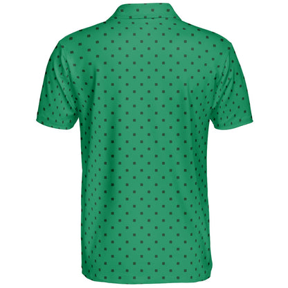 St Patricks Day Polo Shirts for Men Shamrock Print Moisture Wicking Short Sleeve Golf Top