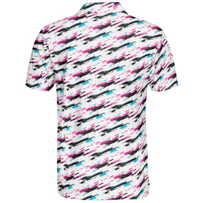 Retro 90s Polo Shirt for Men Neon Moisture Wicking Short Sleeve Golf Top