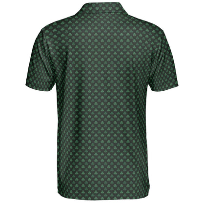 St Patricks Day Polo Shirts for Men Dark Shamrock Print Moisture Wicking Short Sleeve Golf Top