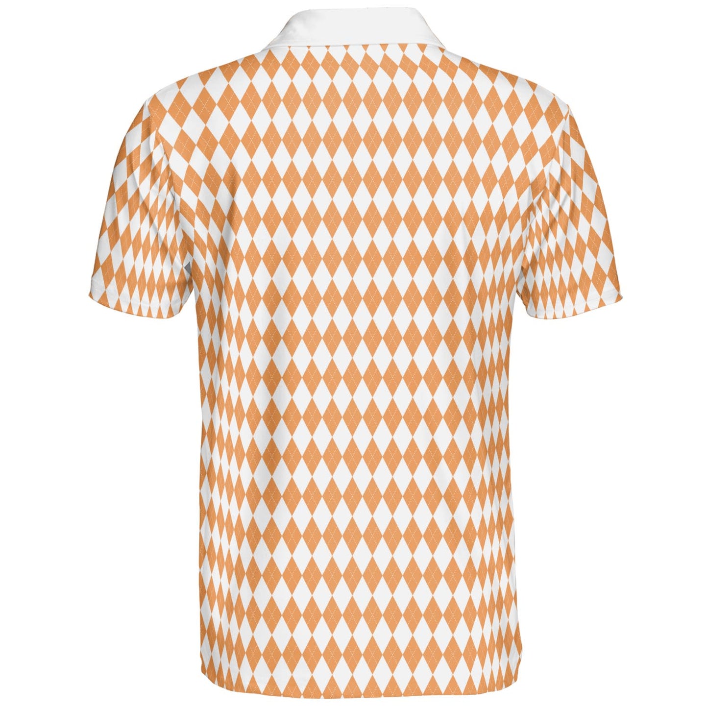 Bavarian Diamond Polo Shirt for Men Orange White Checkered Moisture Wicking Short Sleeve Golf Top