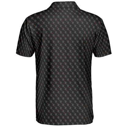 Black Halloween Polo Shirt for Men Spider Print Moisture Wicking Short Sleeve Golf Top