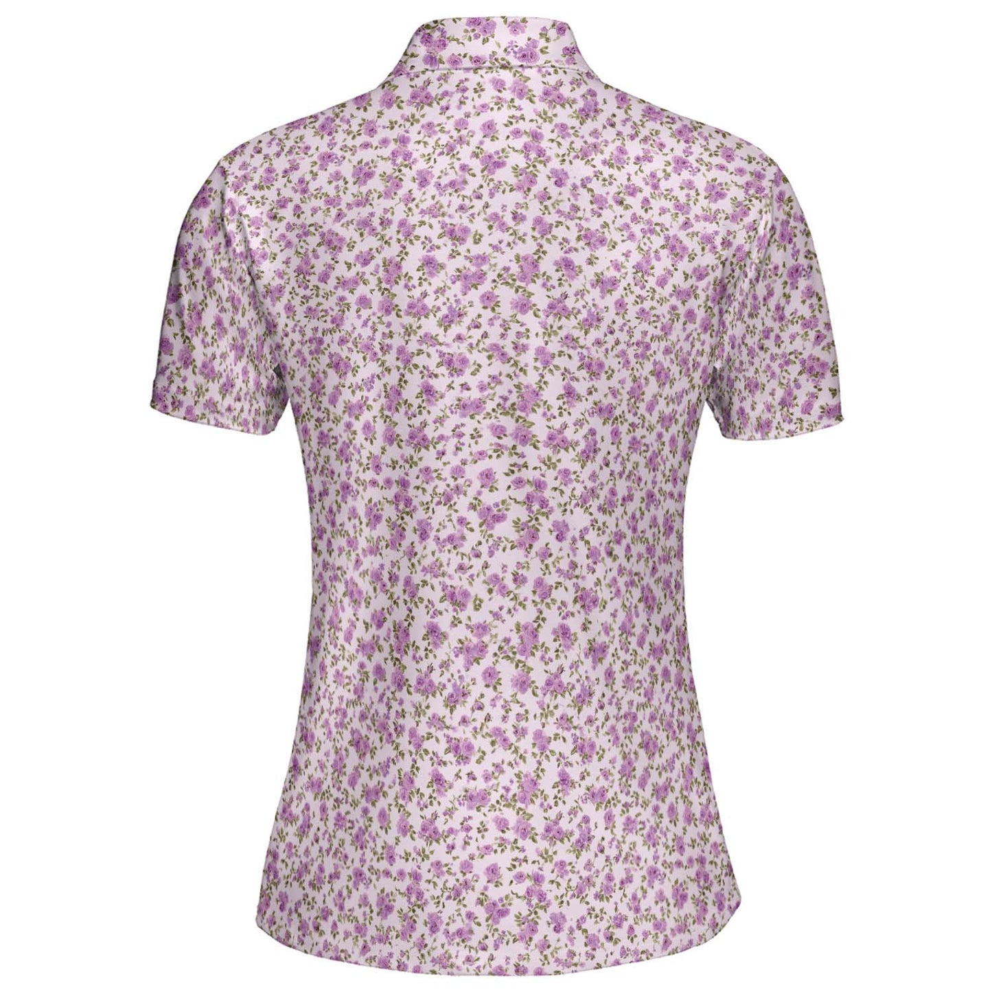 Lavender Floral Polo Shirt for Women Light Purple Cottagecore Spring Summer Moisture Wicking Short Sleeve Golf Top