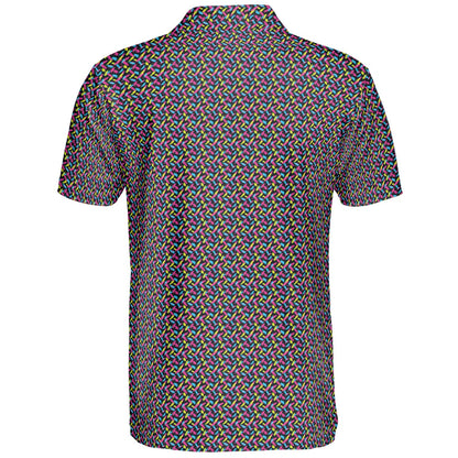 Neon Polo Shirt for Men Retro 90s Moisture Wicking Short Sleeve Golf Top