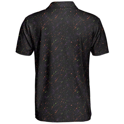 Halloween Polo Shirt for Men Black Spooky Party Style Moisture Wicking Short Sleeve Golf Top