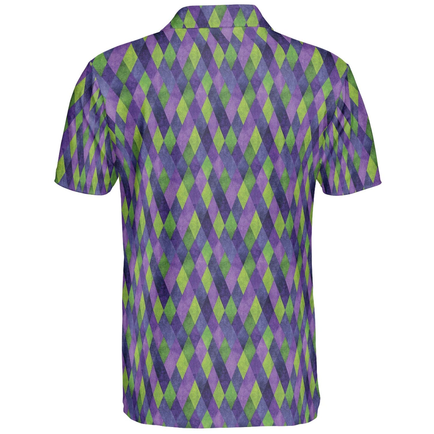 Mardi Gras Polo Shirt for Men Purple Green Argyle Party Design Moisture Wicking Short Sleeve Golf Top