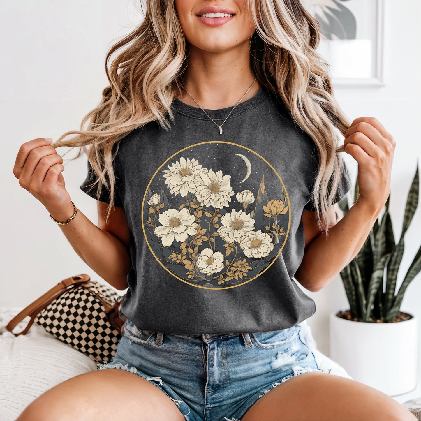 Lunar Flora – Cottagecore Moon & Flowers Shirt