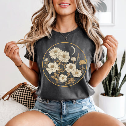 Lunar Flora – Cottagecore Moon & Flowers Shirt