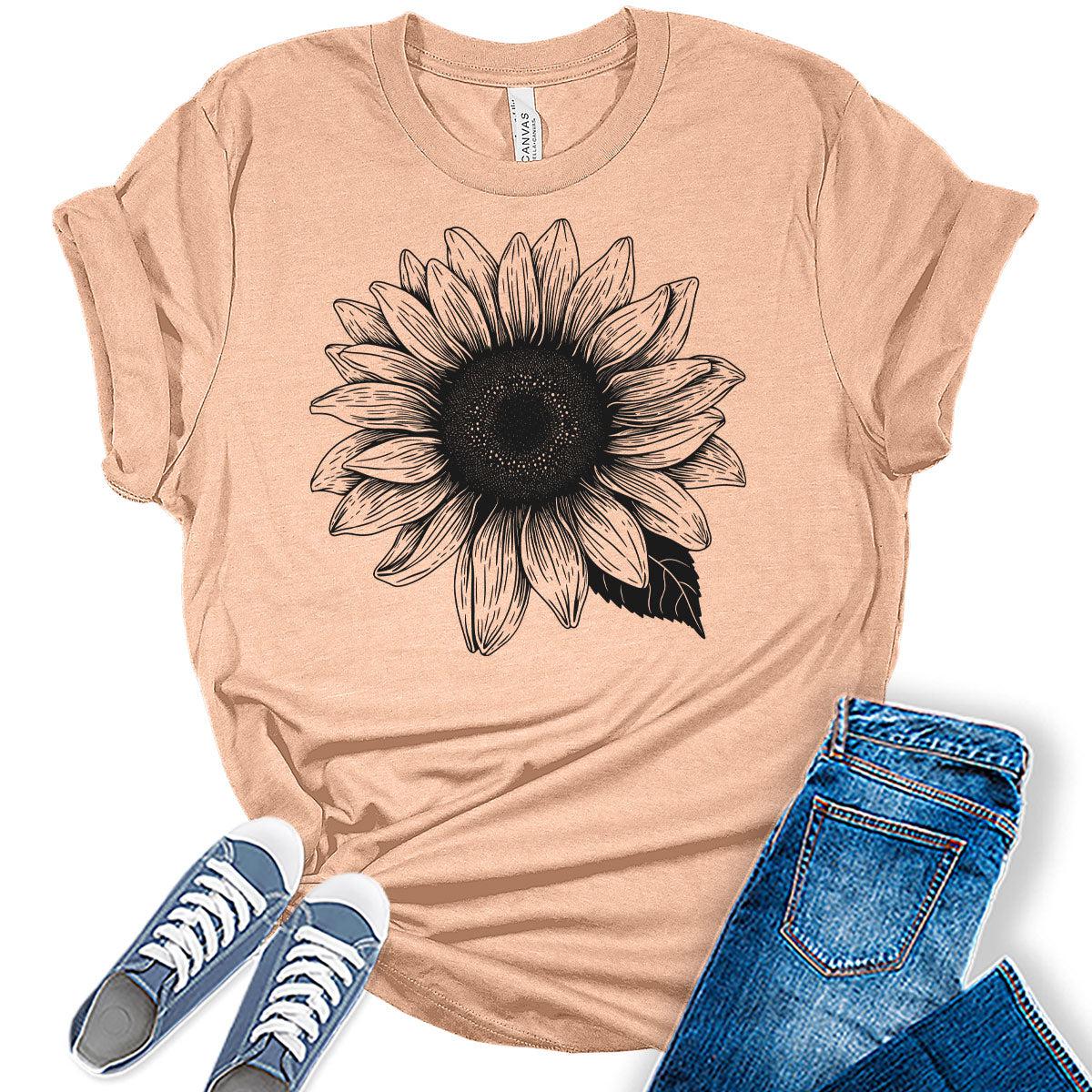 Sunflower Shirts Women's Graphic Tees Cute Vintage Teen Girl Tops
