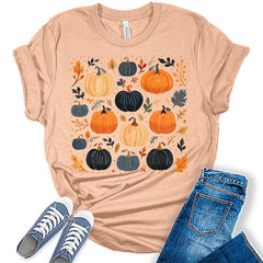 Pumpkin Shirts Womens Fall Graphic Tees Vintage Boho Tops