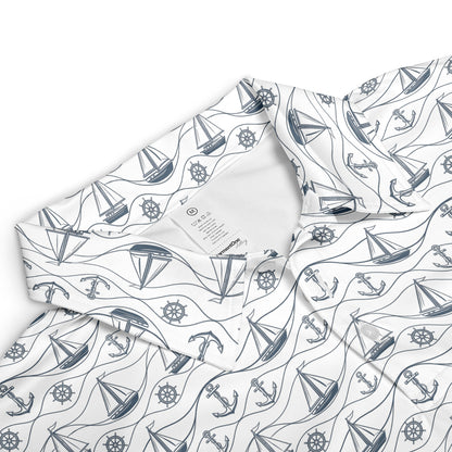 Mens Golf Polo Shirts Nautical Navy Short Sleeve Dry Fit Performance Moisture Wicking Casual Golf Shirts for Men