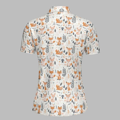 Cottagecore Polo Golf Shirt for Women Fox Woodland Print Vintage Moisture Wicking Short Sleeve Top